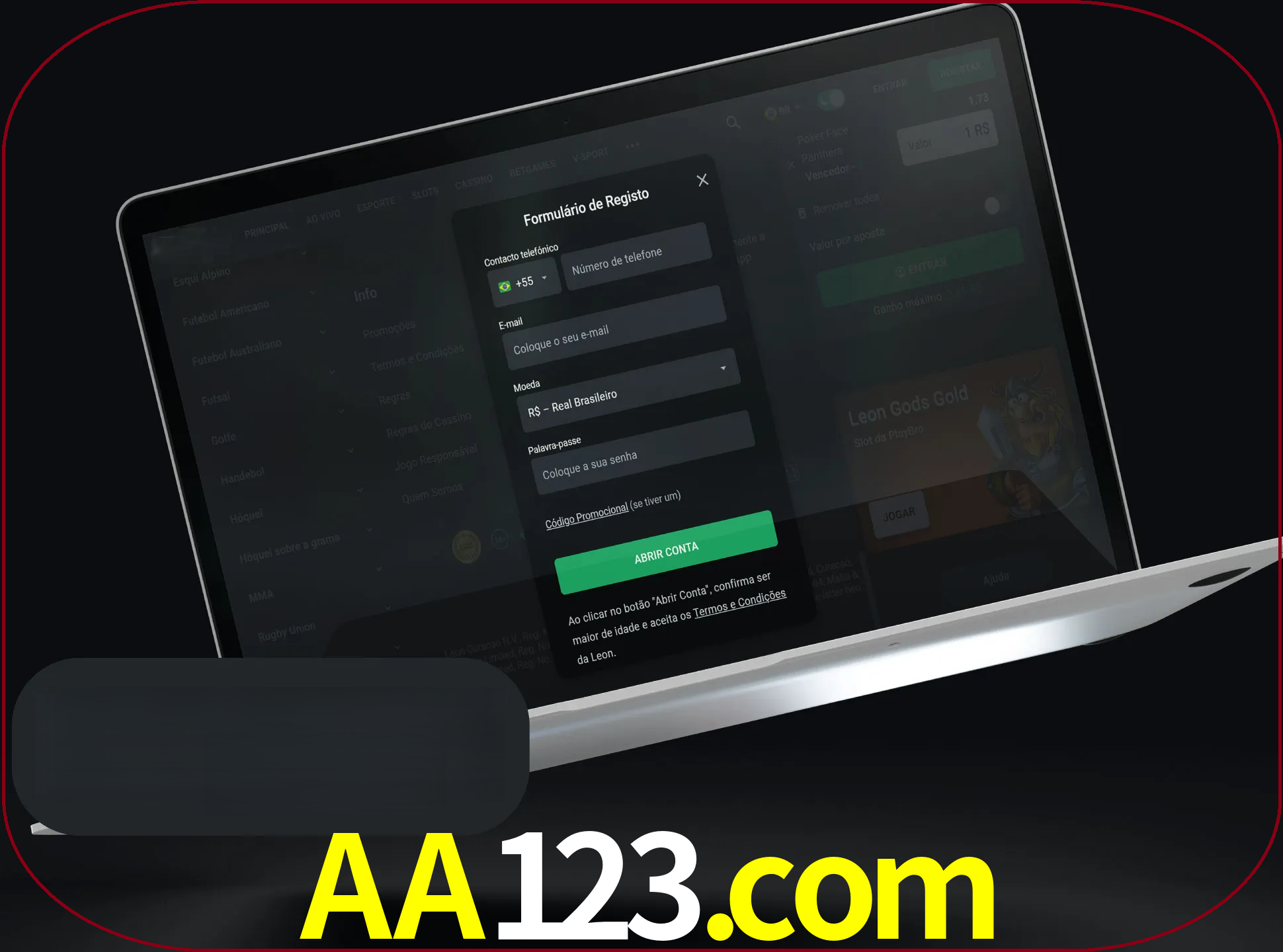 Abra o site da LeonBet e crie sua própria conta.
