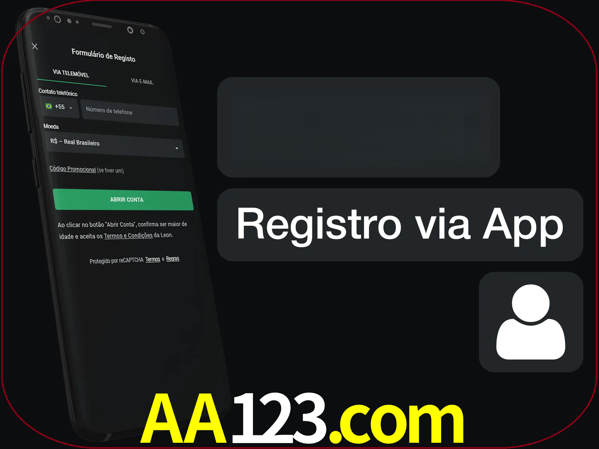 Registre-se com duas etapas usando o aplicativo.