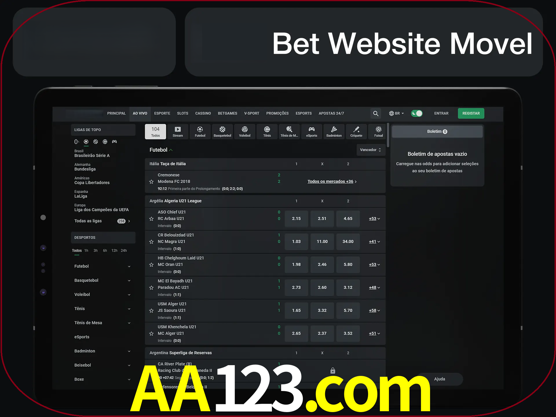 Use nosso website em qualquer dispositivo.